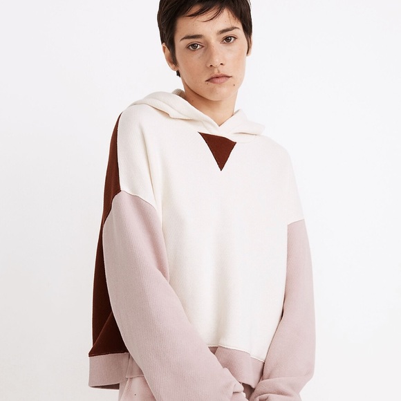 Madewell MWL Airyterry Hoodie Sweatshirt in Colorblock - Picture 1 of 9